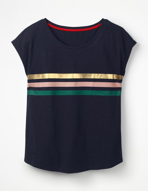 Robyn Jersey Tee - Navy/Chalky Pink Metallic Robyn Jersey Tee - Navy/Chalky Pink Metallic