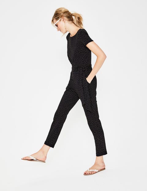 Caitlin Jersey Jumpsuit - Black/Soft Truffle Spot Caitlin Jersey Jumpsuit - Black/Soft Truffle Spot