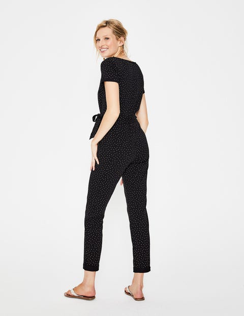 Caitlin Jersey Jumpsuit - Black/Soft Truffle Spot Caitlin Jersey Jumpsuit - Black/Soft Truffle Spot