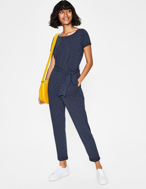 Caitlin Jersey Jumpsuit - Navy/Ivory Spot Caitlin Jersey Jumpsuit - Navy/Ivory Spot