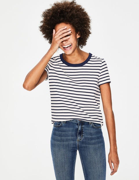 Short Sleeve Crew Neck Breton - Ivory/Navy Short Sleeve Crew Neck Breton - Ivory/Navy