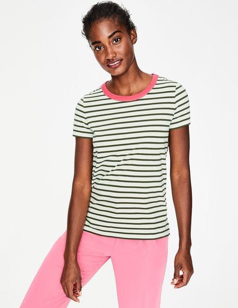Short Sleeve Crew Neck Breton - Ivory/Khaki Short Sleeve Crew Neck Breton - Ivory/Khaki