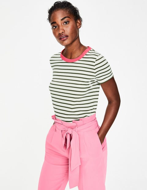 Short Sleeve Crew Neck Breton - Ivory/Khaki Short Sleeve Crew Neck Breton - Ivory/Khaki
