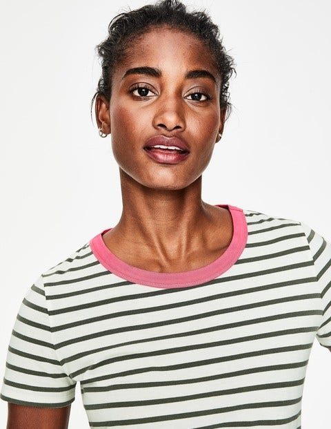 Short Sleeve Crew Neck Breton - Ivory/Khaki Short Sleeve Crew Neck Breton - Ivory/Khaki