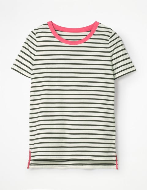 Short Sleeve Crew Neck Breton - Ivory/Khaki Short Sleeve Crew Neck Breton - Ivory/Khaki
