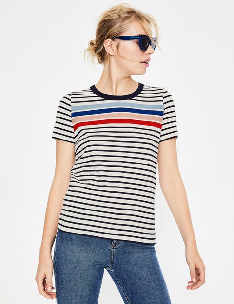 Short Sleeve Crew Neck Breton - Ivory/Heron Blue Multi Short Sleeve Crew Neck Breton - Ivory/Heron Blue Multi