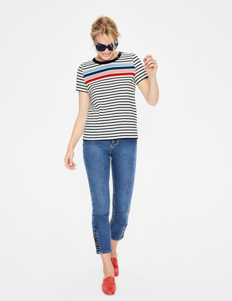 Short Sleeve Crew Neck Breton - Ivory/Heron Blue Multi Short Sleeve Crew Neck Breton - Ivory/Heron Blue Multi