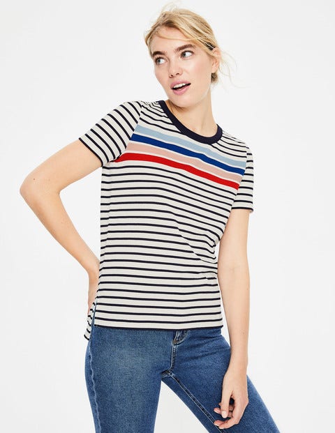 Short Sleeve Crew Neck Breton - Ivory/Heron Blue Multi Short Sleeve Crew Neck Breton - Ivory/Heron Blue Multi