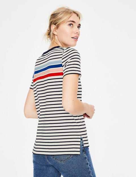 Short Sleeve Crew Neck Breton - Ivory/Heron Blue Multi Short Sleeve Crew Neck Breton - Ivory/Heron Blue Multi