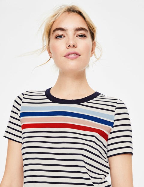 Short Sleeve Crew Neck Breton - Ivory/Heron Blue Multi Short Sleeve Crew Neck Breton - Ivory/Heron Blue Multi