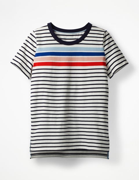 Short Sleeve Crew Neck Breton - Ivory/Heron Blue Multi Short Sleeve Crew Neck Breton - Ivory/Heron Blue Multi