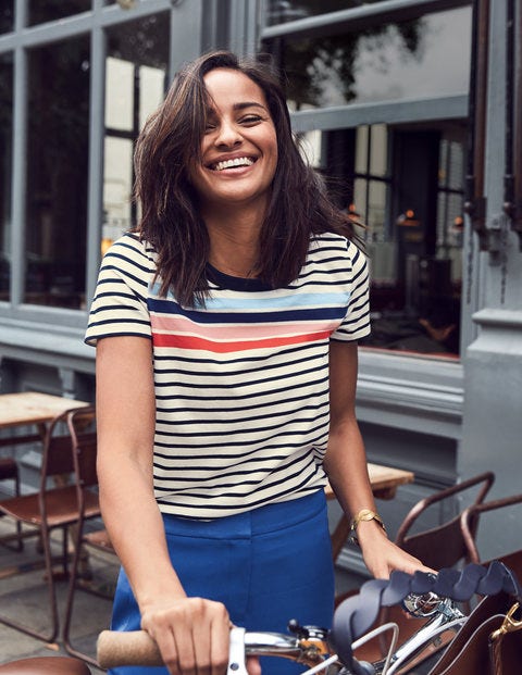Short Sleeve Crew Neck Breton - Ivory/Heron Blue Multi Short Sleeve Crew Neck Breton - Ivory/Heron Blue Multi