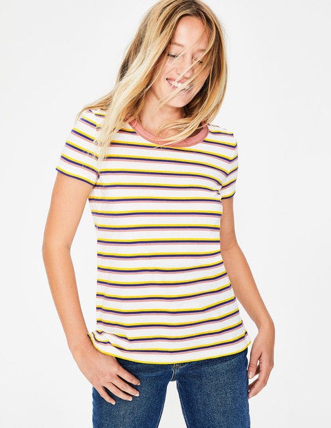 Short Sleeve Crew Neck Breton - Ivory/Lapis Multi Short Sleeve Crew Neck Breton - Ivory/Lapis Multi