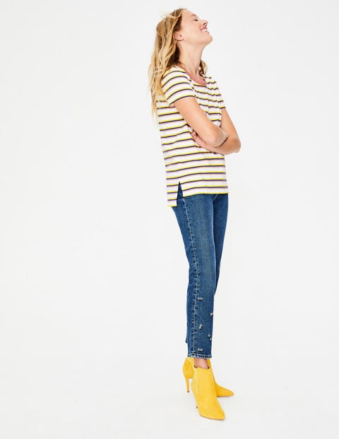Short Sleeve Crew Neck Breton - Ivory/Lapis Multi Short Sleeve Crew Neck Breton - Ivory/Lapis Multi