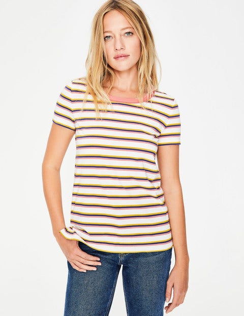 Short Sleeve Crew Neck Breton - Ivory/Lapis Multi Short Sleeve Crew Neck Breton - Ivory/Lapis Multi