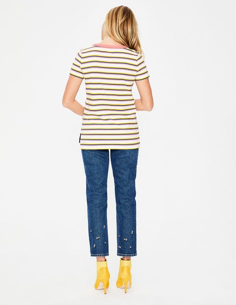 Short Sleeve Crew Neck Breton - Ivory/Lapis Multi Short Sleeve Crew Neck Breton - Ivory/Lapis Multi