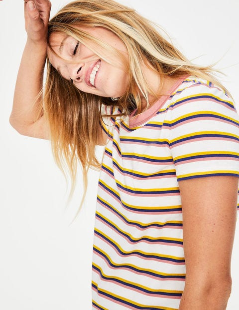 Short Sleeve Crew Neck Breton - Ivory/Lapis Multi Short Sleeve Crew Neck Breton - Ivory/Lapis Multi