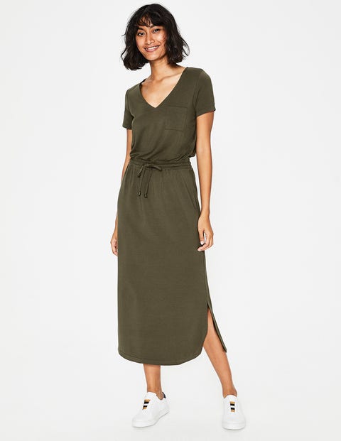 Lola Jersey-Midikleid - Klassisches Khaki Lola Jersey-Midikleid - Klassisches Khaki