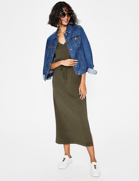 Lola Jersey-Midikleid - Klassisches Khaki Lola Jersey-Midikleid - Klassisches Khaki