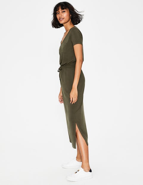 Lola Jersey-Midikleid - Klassisches Khaki Lola Jersey-Midikleid - Klassisches Khaki