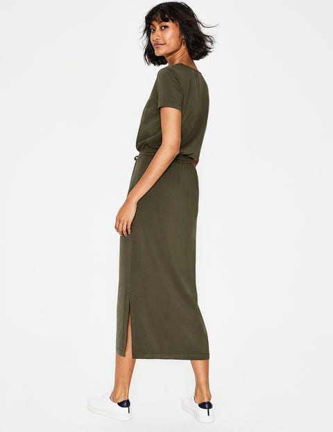 Lola Jersey-Midikleid - Klassisches Khaki Lola Jersey-Midikleid - Klassisches Khaki
