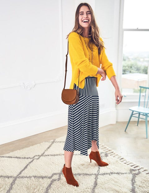 Evelyn Jersey Skirt - Navy/Ivory Stripe Evelyn Jersey Skirt - Navy/Ivory Stripe