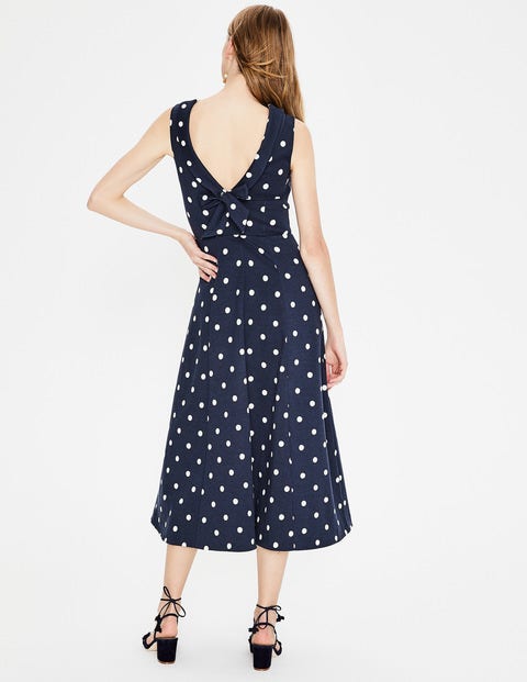 Aria Ponte-Midikleid - Navy, Getupft Aria Ponte-Midikleid - Navy, Getupft