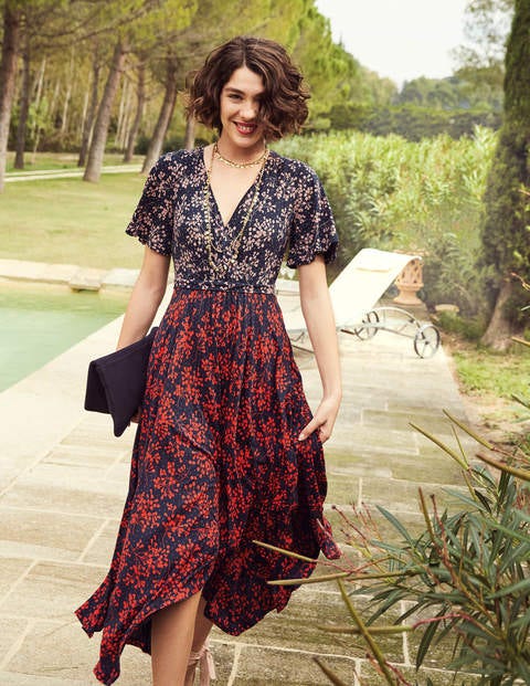 Heather Hem Detail Midi Dress - Navy Floral Bloom Heather Hem Detail Midi Dress - Navy Floral Bloom