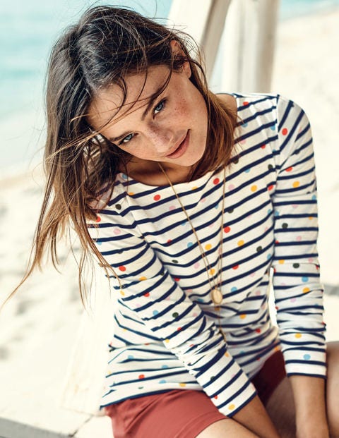 Long Sleeve Breton - Ivory/Navy Multi Dot Long Sleeve Breton - Ivory/Navy Multi Dot