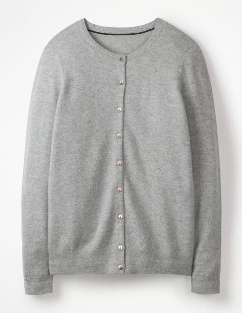 Cashmere Crew Cardigan - Grey Melange Cashmere Crew Cardigan - Grey Melange