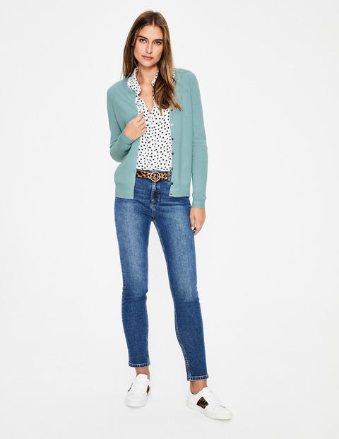 Kaschmircardigan Mit Rundhalsausschnitt - Fischreiherblau Kaschmircardigan Mit Rundhalsausschnitt - Fischreiherblau
