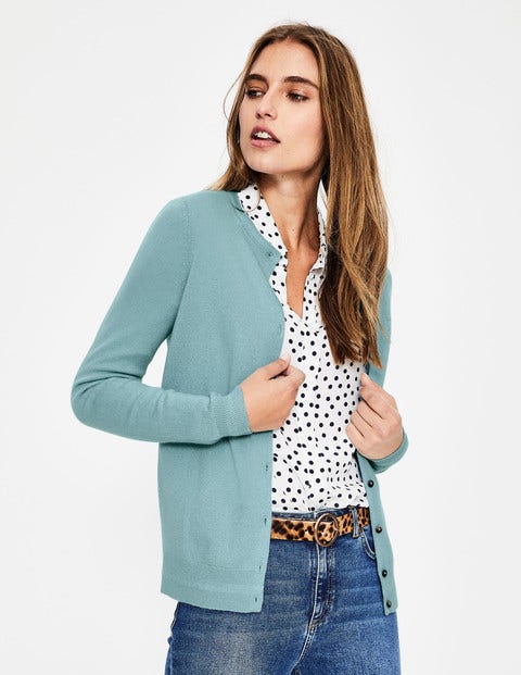 Kaschmircardigan Mit Rundhalsausschnitt - Fischreiherblau Kaschmircardigan Mit Rundhalsausschnitt - Fischreiherblau