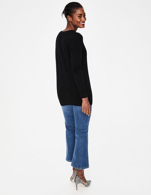 Lässiger Kaschmirpullover Mit V-Ausschnitt - Schwarz Lässiger Kaschmirpullover Mit V-Ausschnitt - Schwarz
