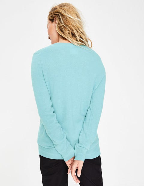 Cashmere Relaxed Vneck Sweater - Heron Blue Cashmere Relaxed Vneck Sweater - Heron Blue
