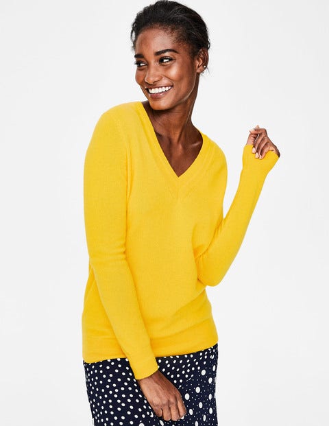 Cashmere Relaxed V-Neck Jumper - Happy Cashmere Relaxed V-Neck Jumper - Happy