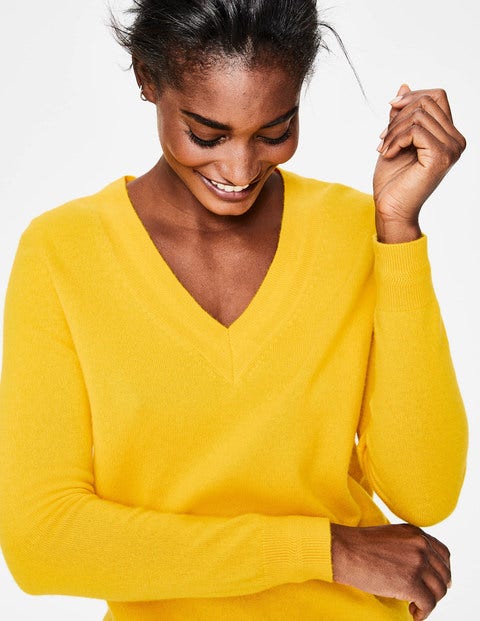 Cashmere Relaxed V-Neck Jumper - Happy Cashmere Relaxed V-Neck Jumper - Happy