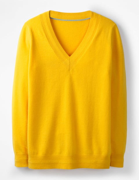 Cashmere Relaxed V-Neck Jumper - Happy Cashmere Relaxed V-Neck Jumper - Happy