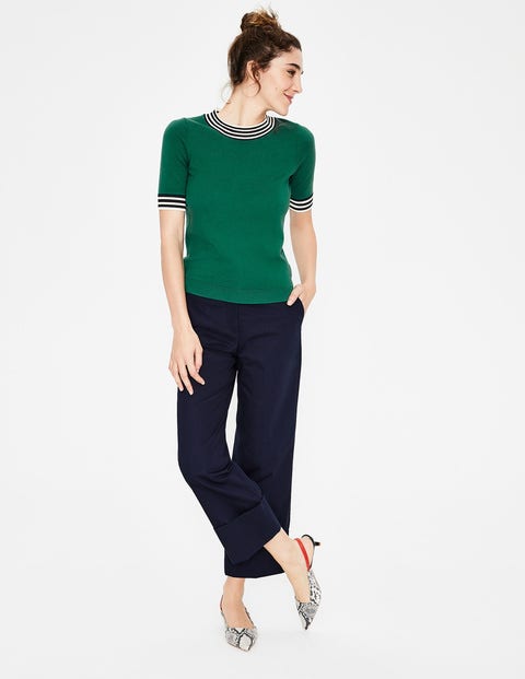 Colour Detail Knitted Tee - Forest Colour Detail Knitted Tee - Forest