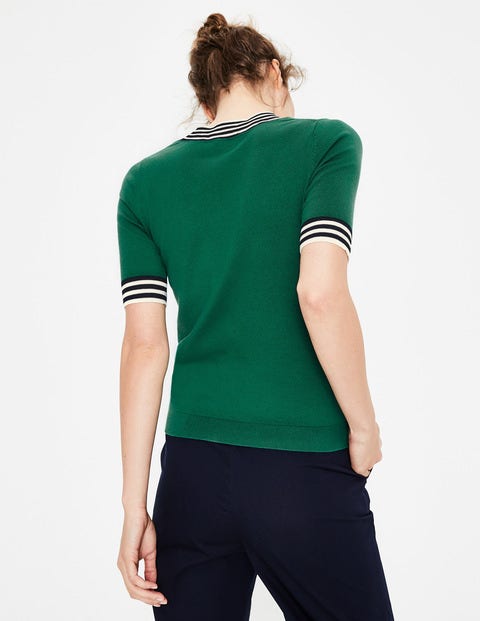 Colour Detail Knitted Tee - Forest Colour Detail Knitted Tee - Forest