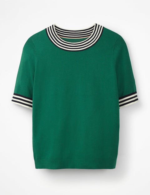 Colour Detail Knitted Tee - Forest Colour Detail Knitted Tee - Forest