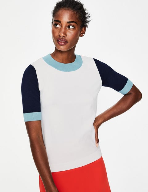 T-Shirt En Maille À Détail Coloré - Colourblock ivoire T-Shirt En Maille À Détail Coloré - Colourblock ivoire