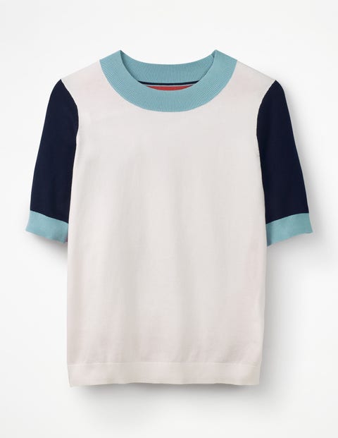 T-Shirt En Maille À Détail Coloré - Colourblock ivoire T-Shirt En Maille À Détail Coloré - Colourblock ivoire