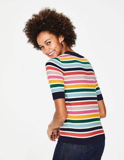 T-Shirt En Maille À Détail Coloré - Rayure multi T-Shirt En Maille À Détail Coloré - Rayure multi