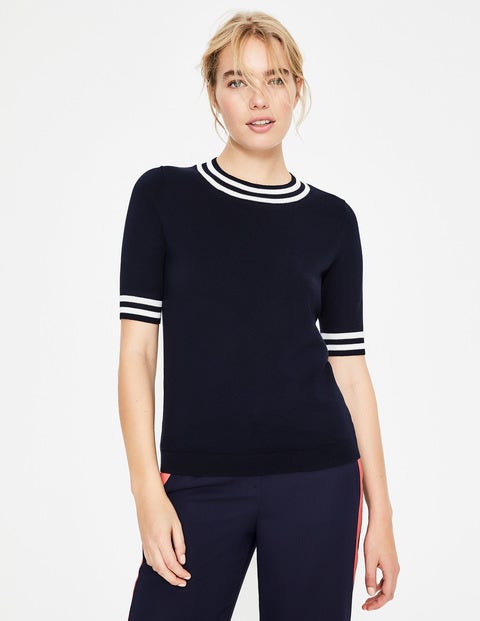 Colour Detail Knitted Tee - Navy Colour Detail Knitted Tee - Navy