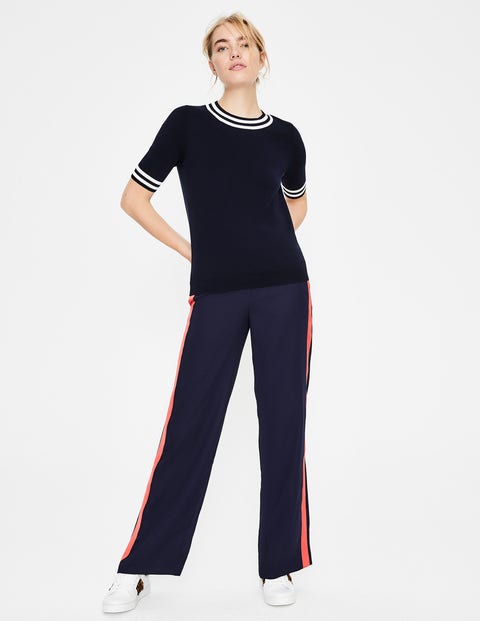 Colour Detail Knitted Tee - Navy Colour Detail Knitted Tee - Navy