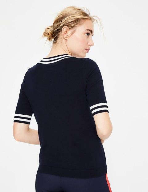 Colour Detail Knitted Tee - Navy Colour Detail Knitted Tee - Navy