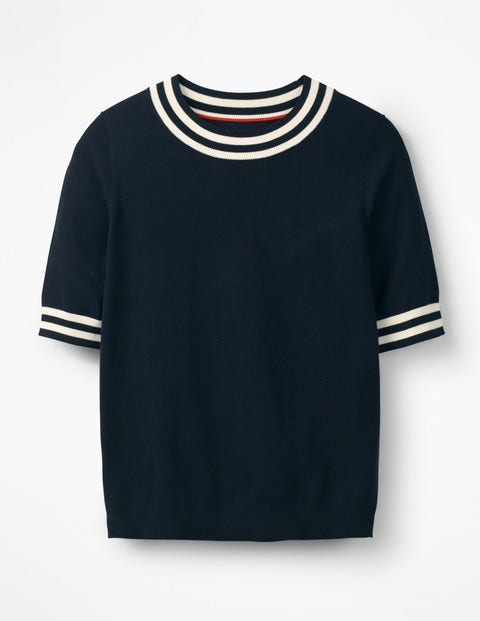 Colour Detail Knitted Tee - Navy Colour Detail Knitted Tee - Navy