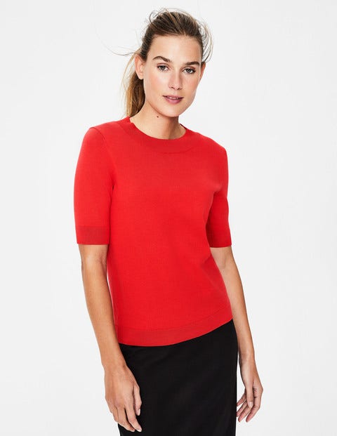 Colour Detail Knitted Tee - Red Pop Colour Detail Knitted Tee - Red Pop