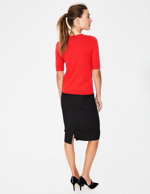 Colour Detail Knitted Tee - Red Pop Colour Detail Knitted Tee - Red Pop