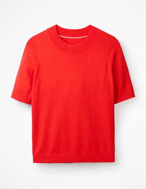 Colour Detail Knitted Tee - Red Pop Colour Detail Knitted Tee - Red Pop